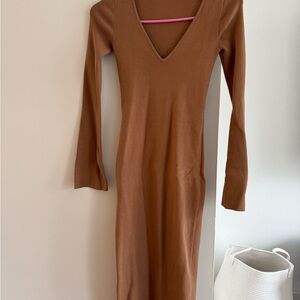 Aritzia Tan Long Sleeve Dress